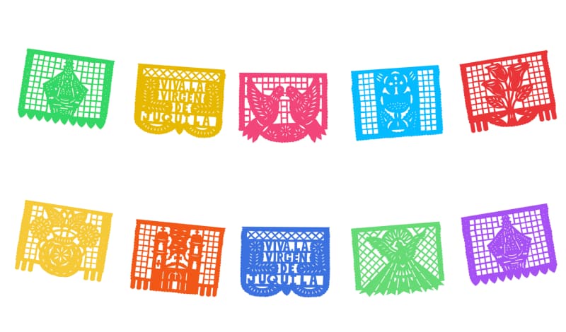 Tira de Papel Picado Virgen de Guadalupe Enramada de Plastico