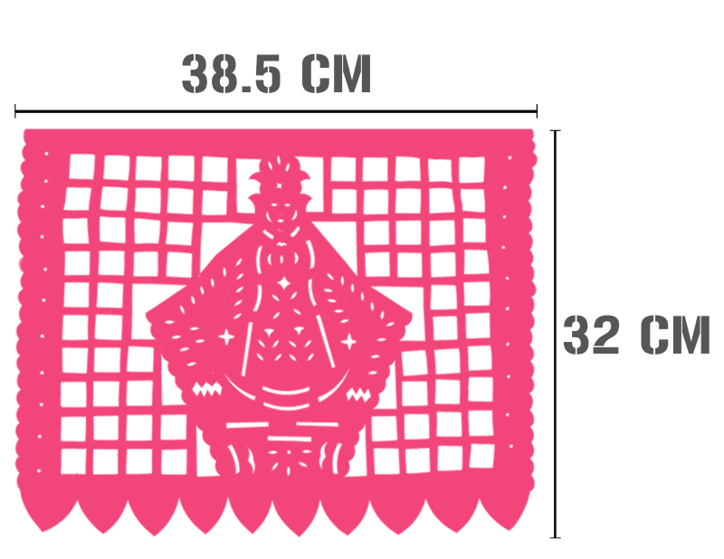 Tira de Papel Picado Virgen de Guadalupe Enramada de Plastico