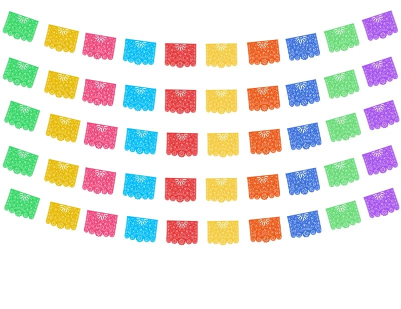 Plastico Picado Brisa Floral Tira de Papel Picado en Plastico Enramada 