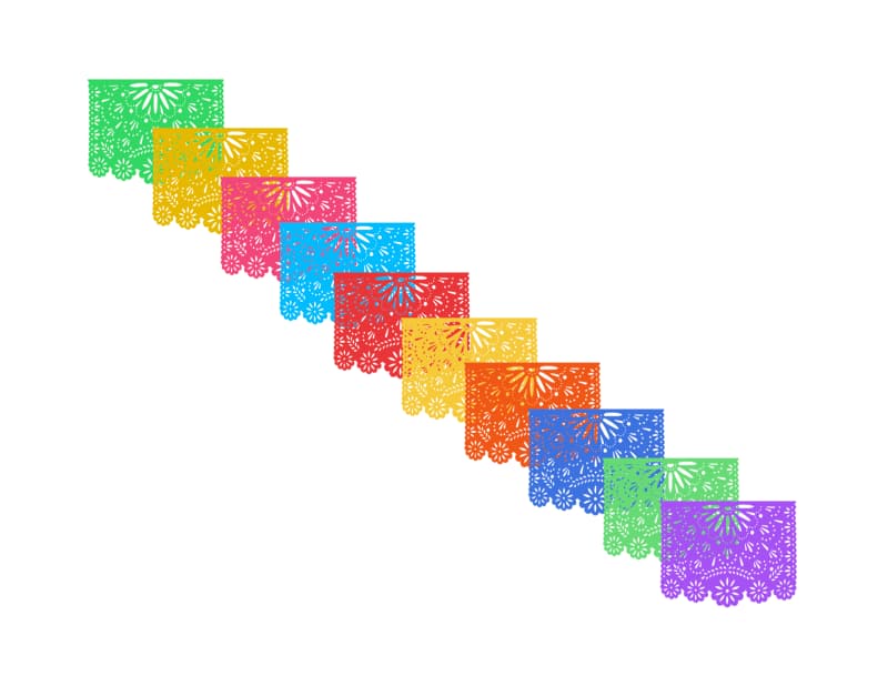 Plastico Picado Brisa Floral Tira de Papel Picado en Plastico Enramada 