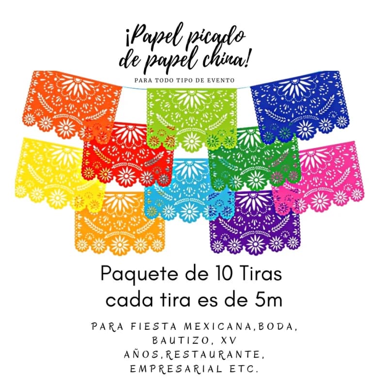 Plastico Picado Brisa Floral Tira de Papel Picado en Plastico Enramada 