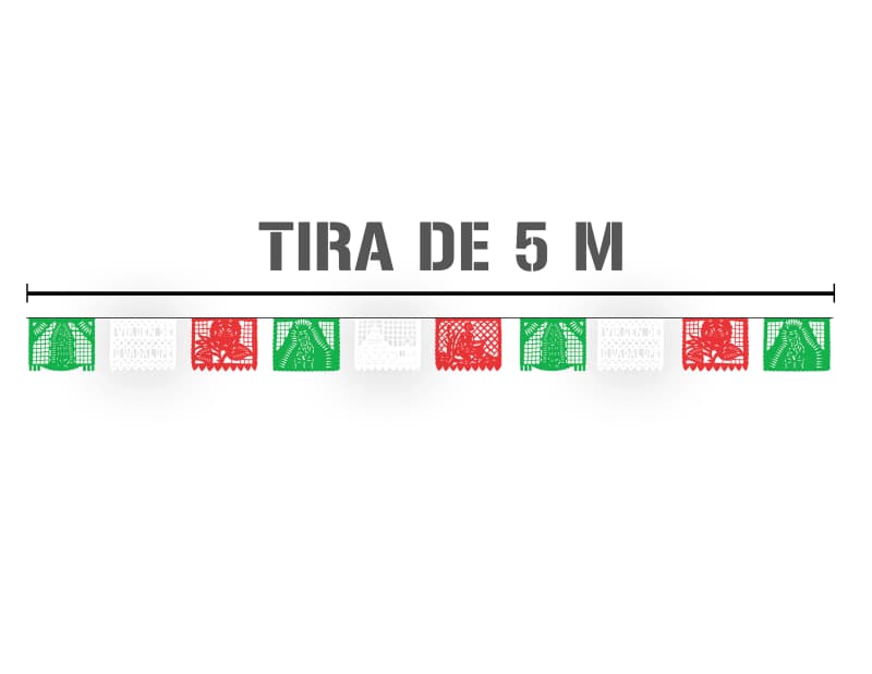 Enramada de Virgen de Gualupe Tricolor Tira de Plastico 