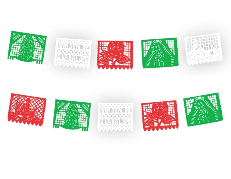 Enramada de Virgen de Gualupe Tricolor Tira de Plastico 