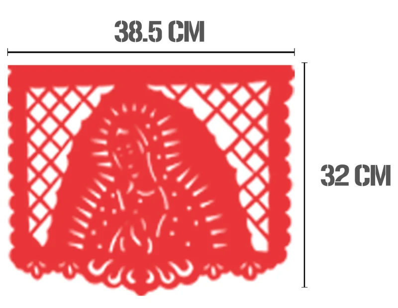 Plastico Picado Reyna de Mexico Tira Tricolor Virgen de Guadalupe
