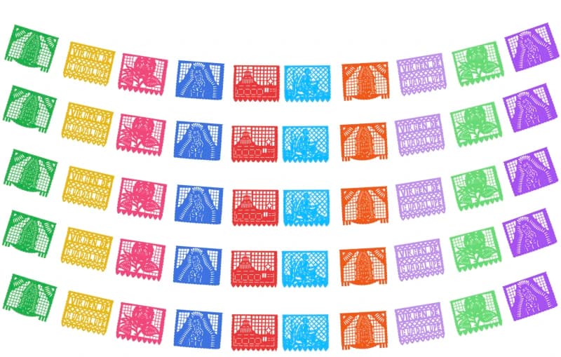 Enramada Virgen de Guadalupe Colores Tiras de Plastico Picado