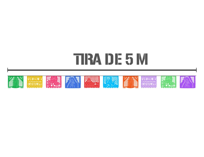 Enramada Virgen de Guadalupe Colores Tiras de Plastico Picado