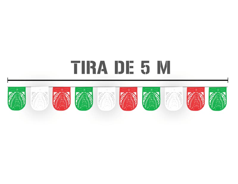 Enramada Virgen de Guadalupe 12 de diciembre tricolor en plastico picado
