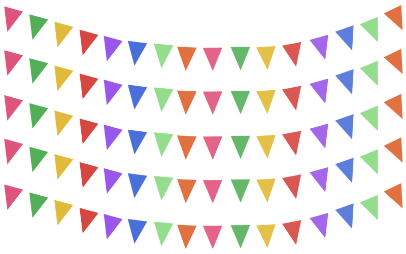 Banderin Liso Colores en tira de plastico picado Papel Picado