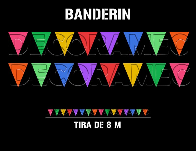 Banderin Liso Colores en tira de plastico picado Papel Picado