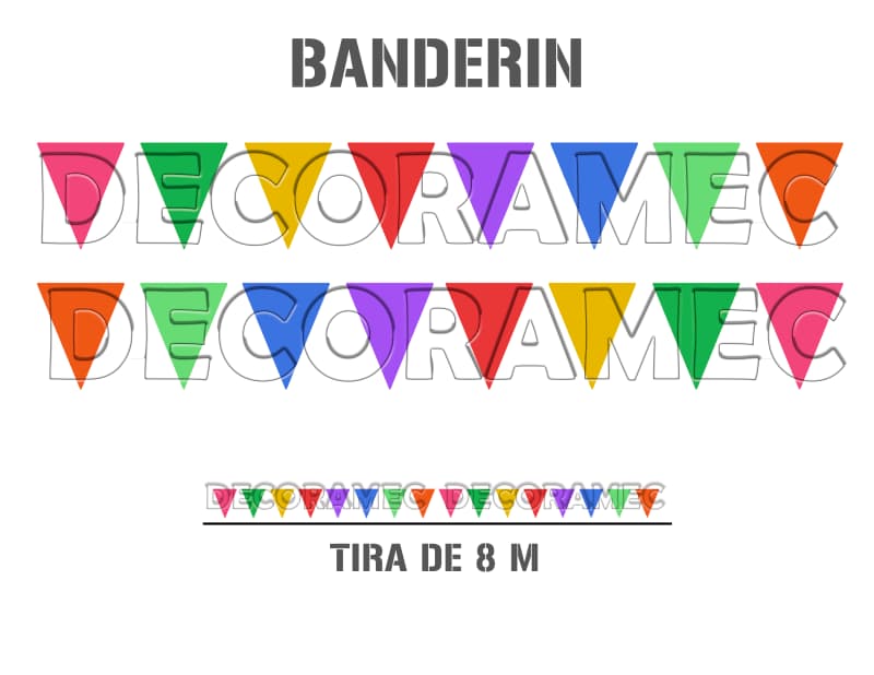 Banderin Liso Colores en tira de plastico picado Papel Picado