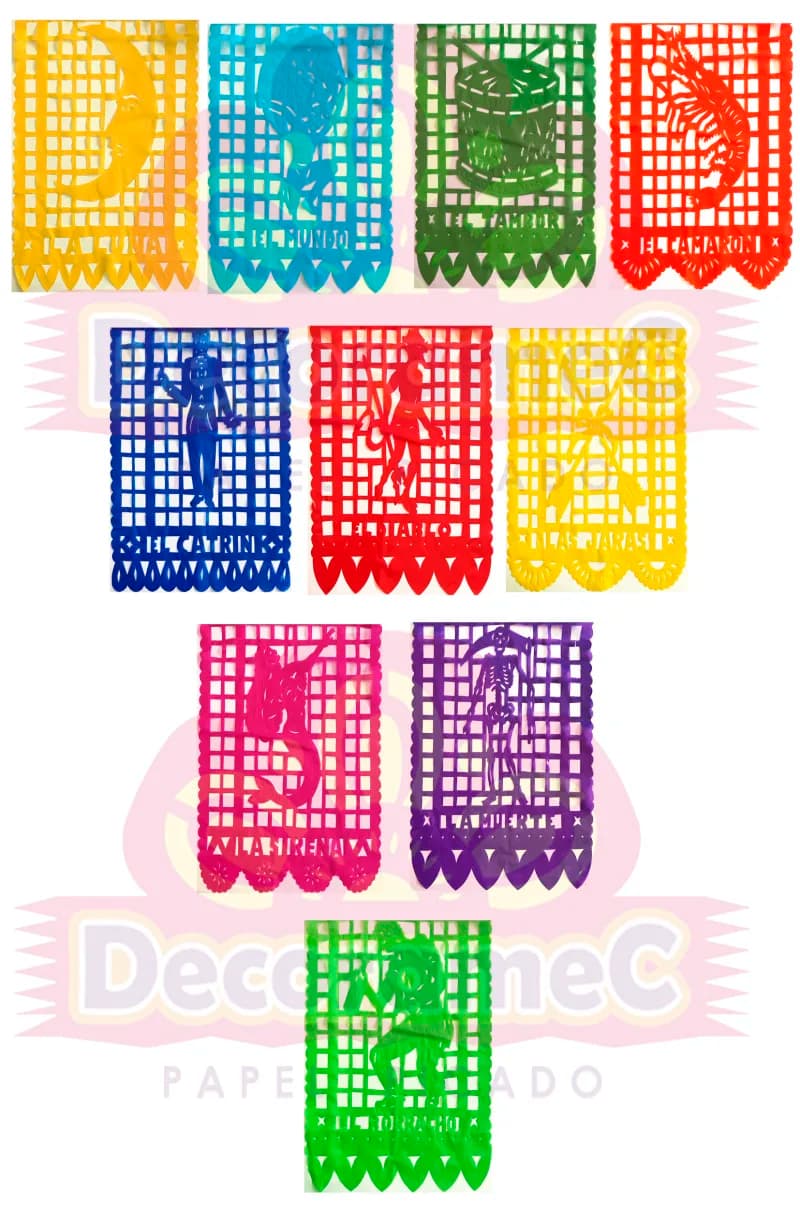 Papel Picado Loteria en tira lista para colgar Plastico Picado