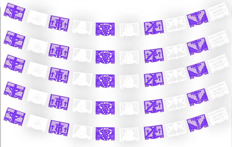 Enramada Semana Santa Plastico Picado  Morado y Blanco 