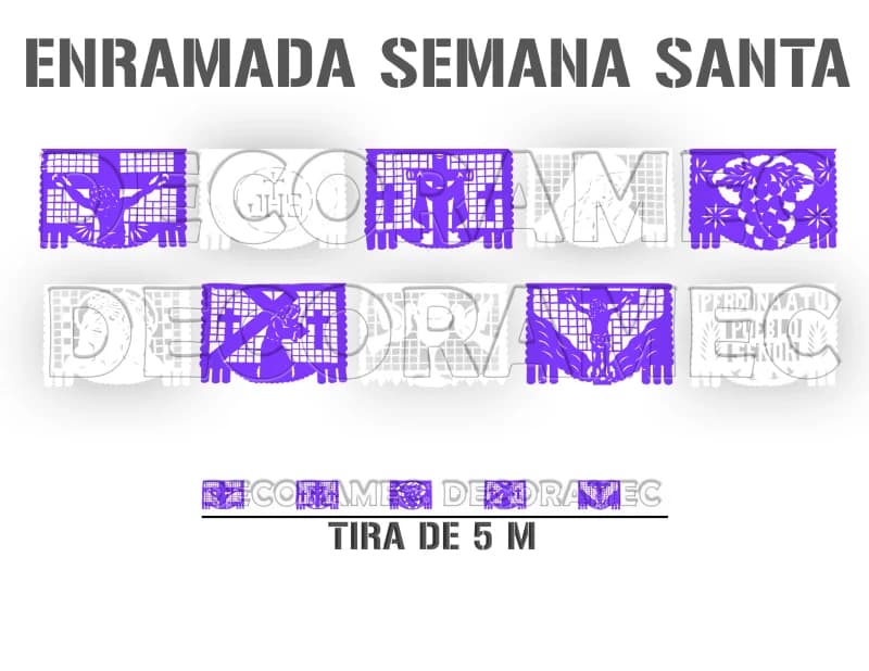 Enramada Semana Santa Plastico Picado  Morado y Blanco 