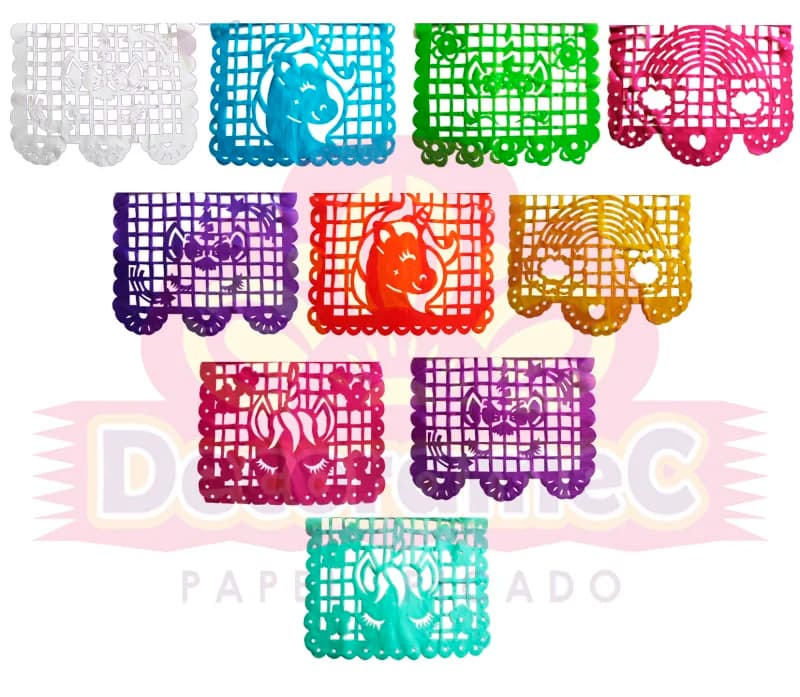 Enramada de Unicornio Papel Picado Cumpleaños Plastico Picado 