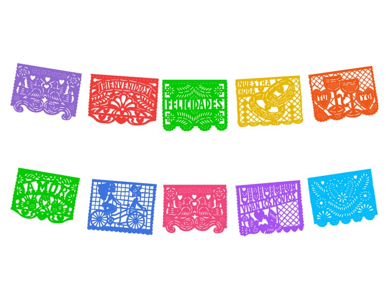 Tira de Papel Picado Boda Plastico Picado Colores