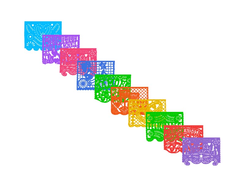 Tira de Papel Picado Boda Plastico Picado Colores