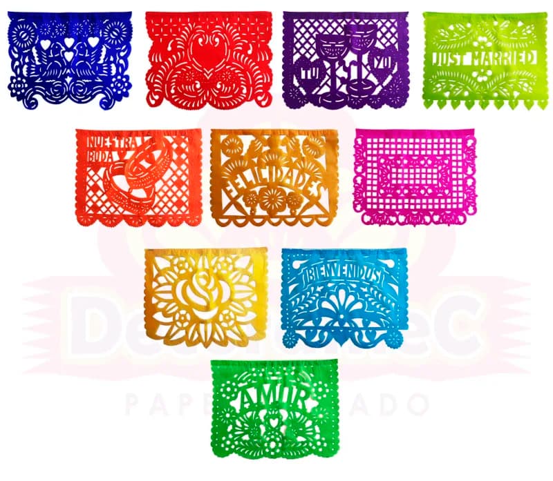 Tira de Papel Picado Boda Plastico Picado Colores