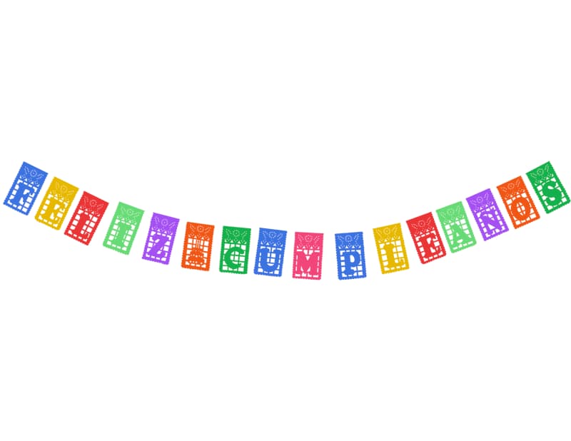 Tira Para Cumpleaños Plastico Picado Feliz Cumpleaños Enramada lista para colgar