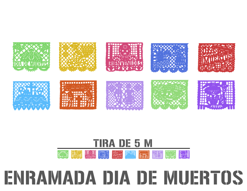 Papel Picado Dia de Muertos Plastico Picado 