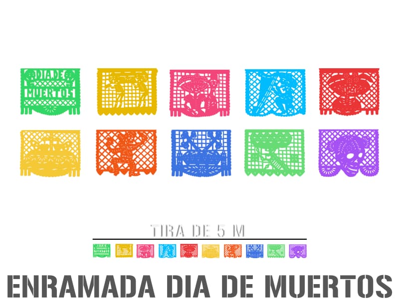 Papel Picado Dia de Muertos Plastico Picado 