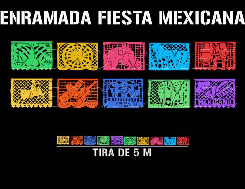 Tira de Plastico Picado Fiesta Mexicana 