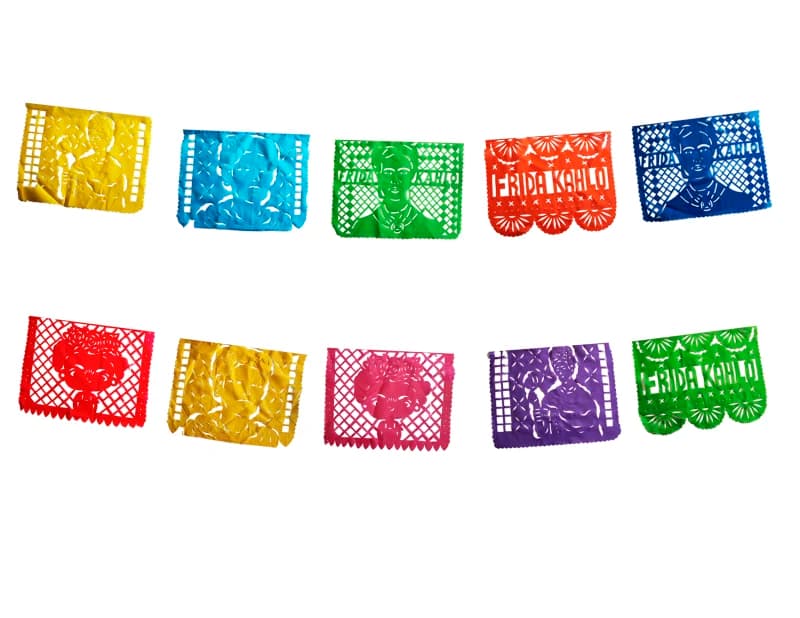 Papel Picado Frida Kahlo lista para colgar