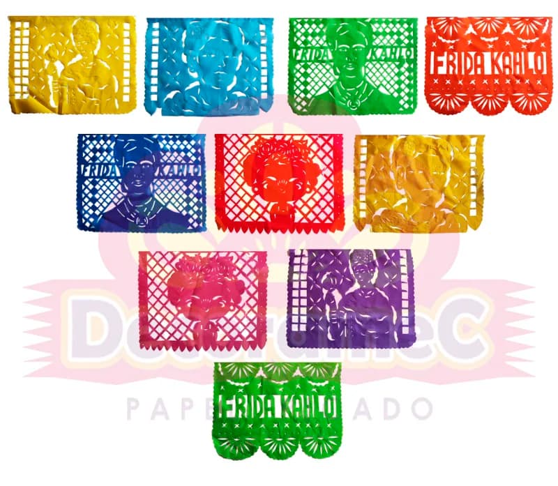 Papel Picado Frida Kahlo lista para colgar