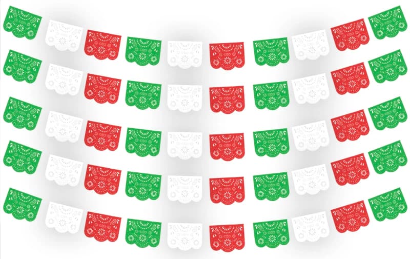 TIRA LISTA PARA COLGAR TRICOLOR FIESTAS PATRIAS - VIRGEN DE GUADALUPE - 20 DE NOVIEMBRE