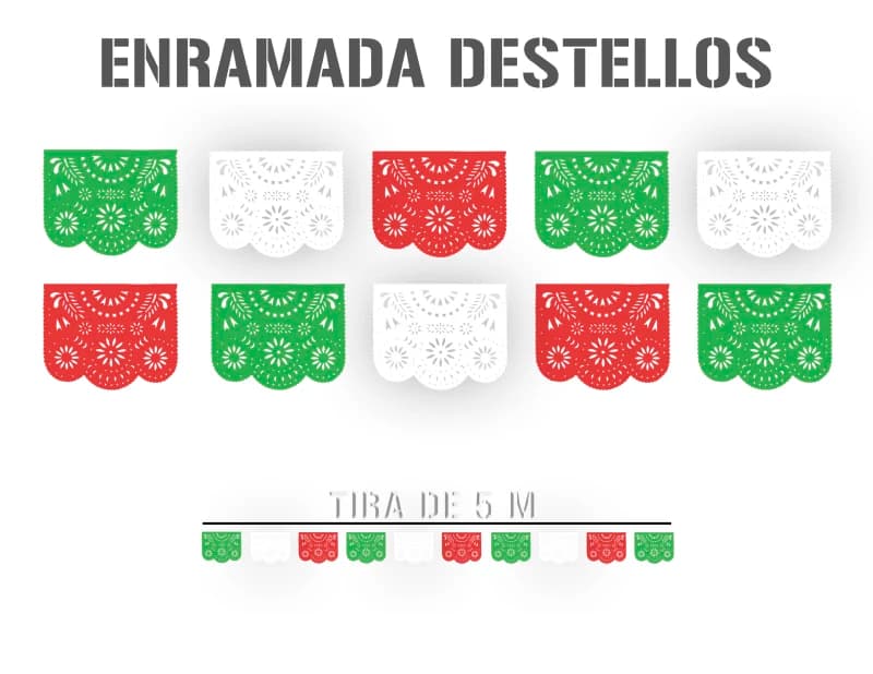 TIRA LISTA PARA COLGAR TRICOLOR FIESTAS PATRIAS - VIRGEN DE GUADALUPE - 20 DE NOVIEMBRE