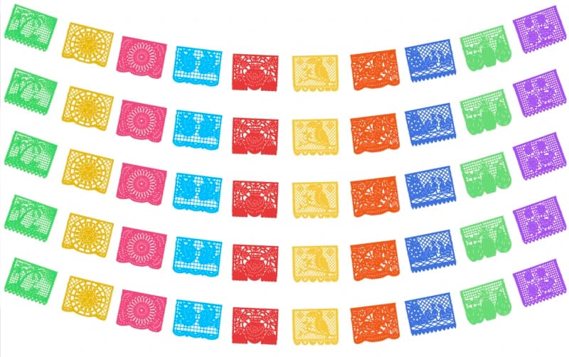 Papel Picado Primavera en Tira de Plastico Picado