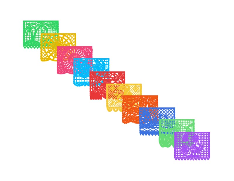 Papel Picado Primavera en Tira de Plastico Picado