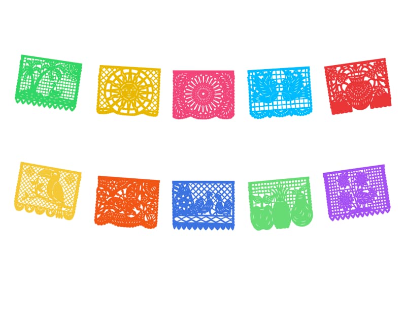 Papel Picado Primavera en Tira de Plastico Picado