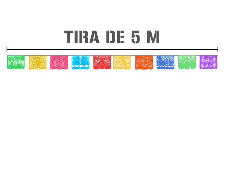 Papel Picado Primavera en Tira de Plastico Picado