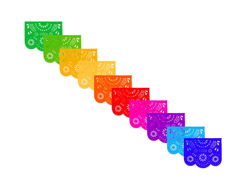 plastico picado destello multicolor tira papel picado lista para colgar