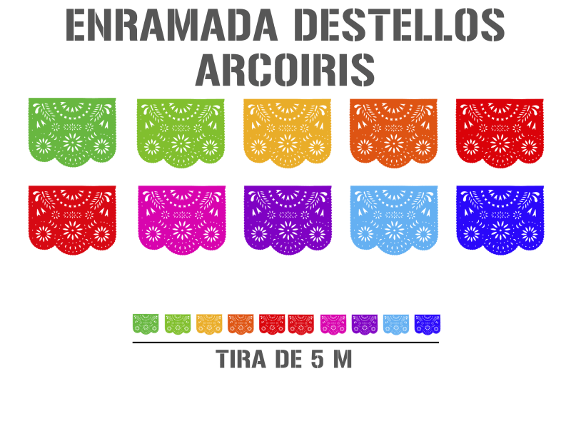 plastico picado destello multicolor tira papel picado lista para colgar