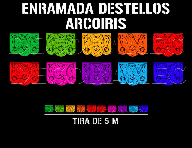 plastico picado destello multicolor tira papel picado lista para colgar