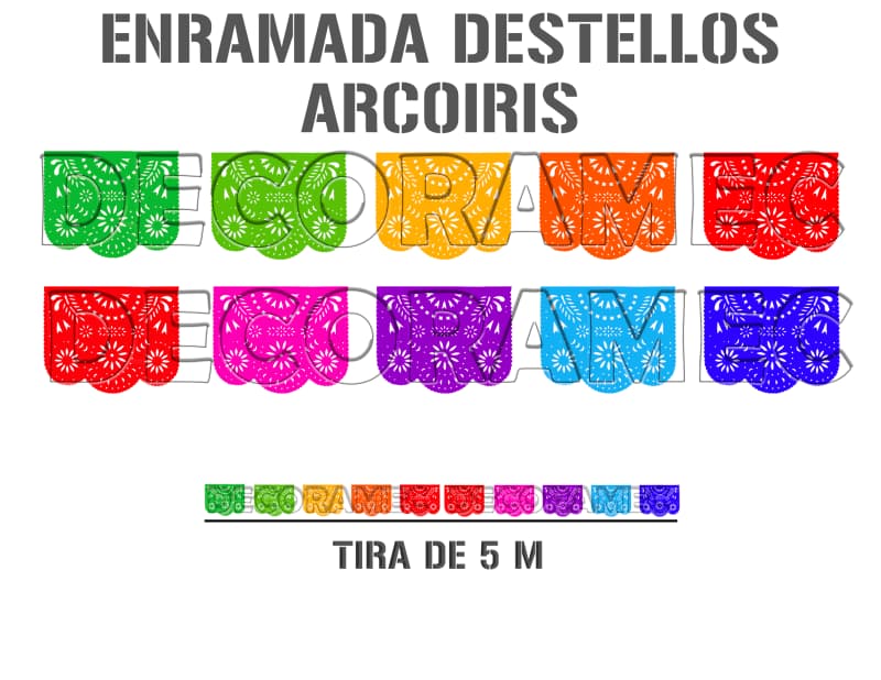 plastico picado destello multicolor tira papel picado lista para colgar