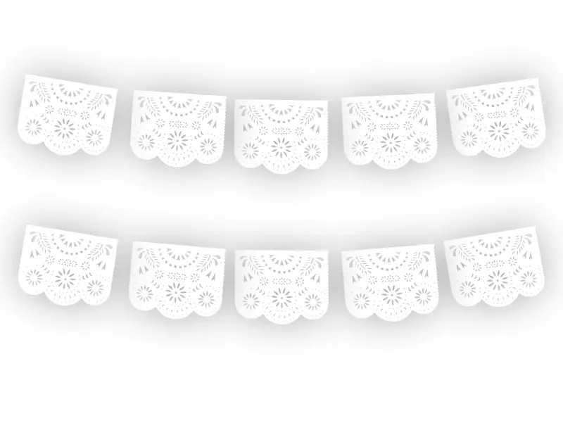 Papel Picado Destello Blanco Ideal Para todo tipo de evento listo para colgar