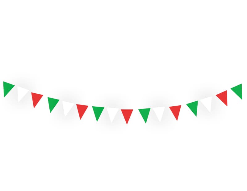 Banderin Liso Tricolor en tira de Plastico Picado