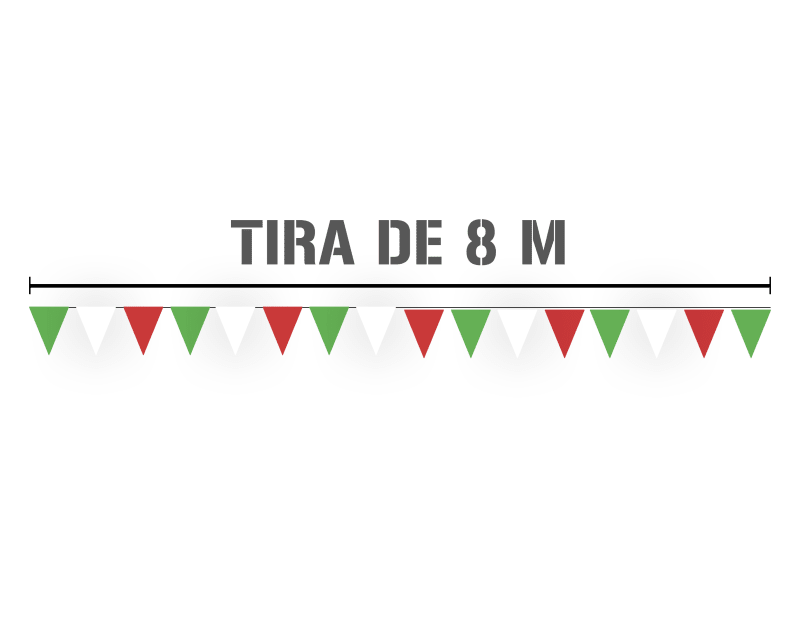 Banderin Liso Tricolor en tira de Plastico Picado