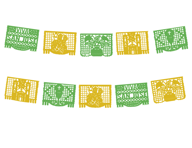 Papel Picado San Jose en Tira de Plastico Picado Para envio inmediato