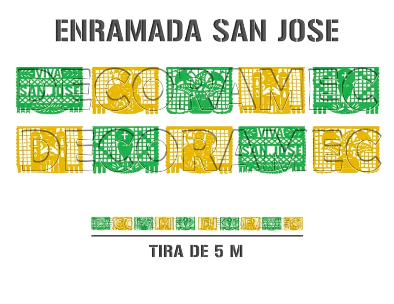 Papel Picado San Jose en Tira de Plastico Picado Para envio inmediato