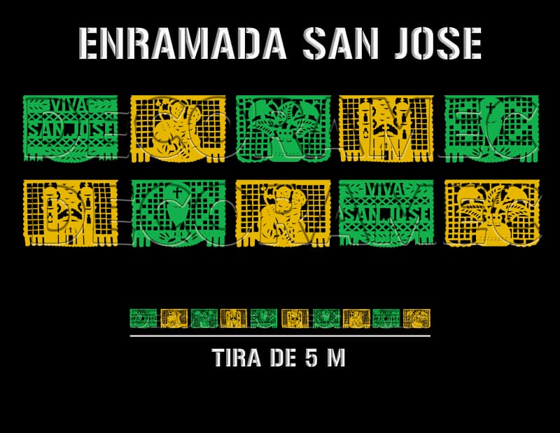 Papel Picado San Jose en Tira de Plastico Picado Para envio inmediato