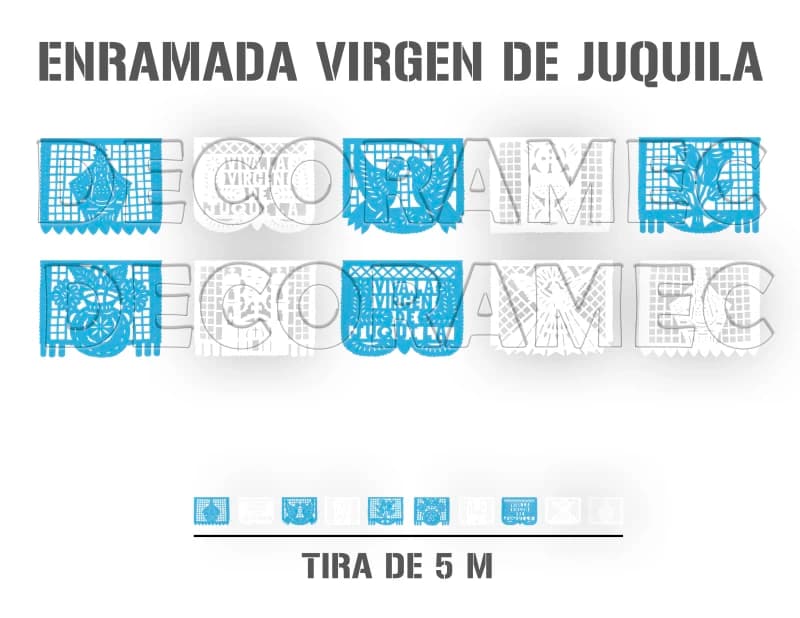 Tira Virgen de Juquila Enramada Plastico Picado