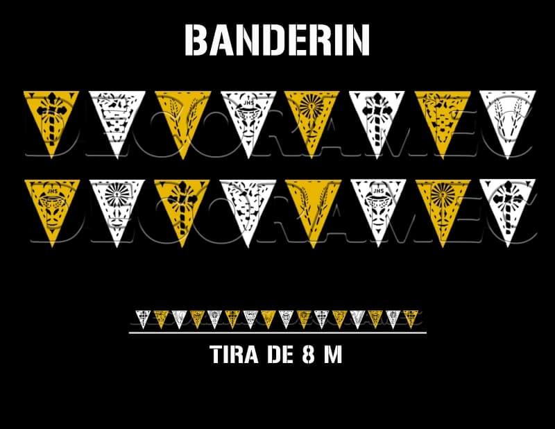 Banderin Religioso Amarillo con Blanco listo para colgar