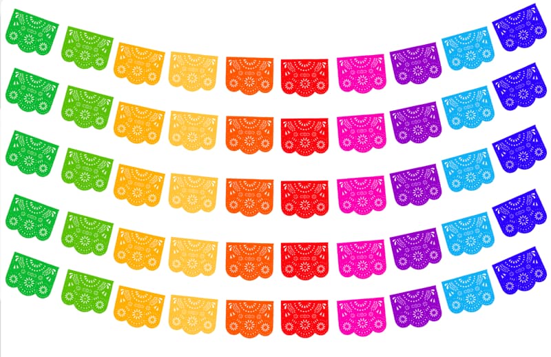 plastico picado destello multicolor tira papel picado lista para colgar