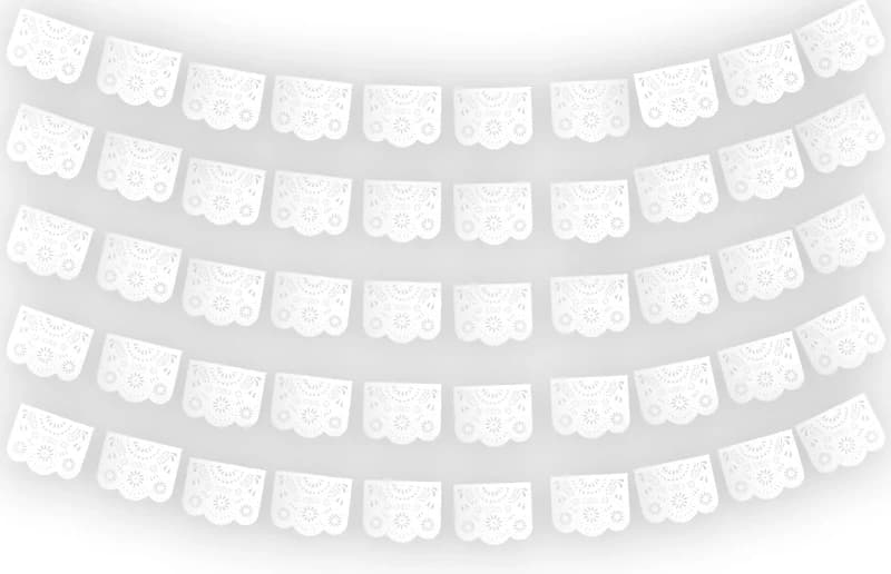 Papel Picado Destello Blanco Ideal Para todo tipo de evento listo para colgar