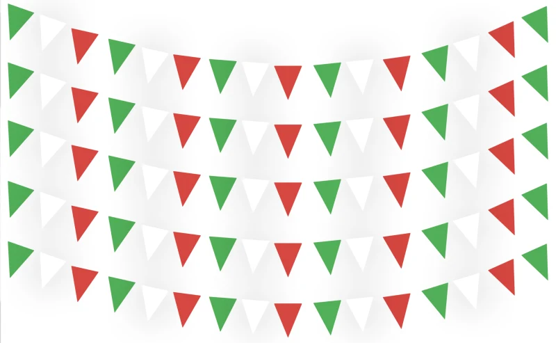 Banderin Liso Tricolor en tira de Plastico Picado