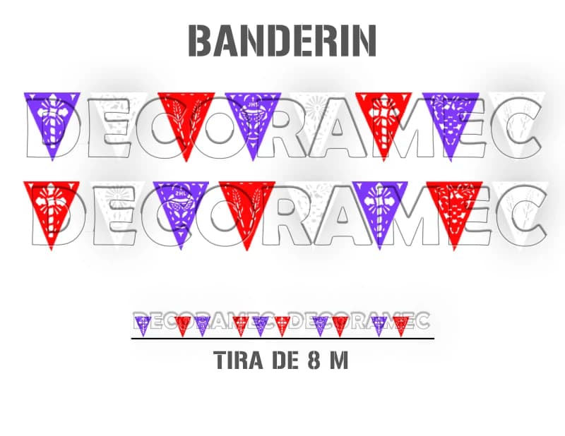 Banderin Religioso Morado, Blanco y Rojo